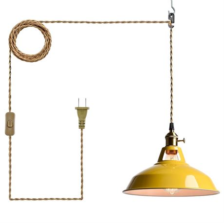 YUBOLE Nordic Hanging Pendant Light with Plug Metal Barn Hanging Light Fixture
