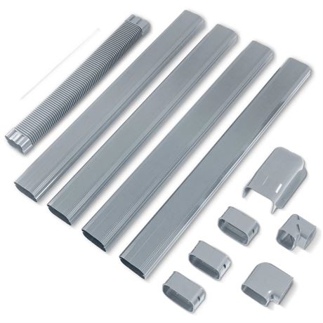 LyPrem Grey 16.5Ft Mini Split Line Set Cover 4" PVC Line Cover Kit for Mini