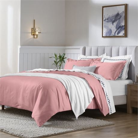 Superior 650 Thread Count Egyptian Cotton Duvet Cover Set, Blush, King/ Cal King