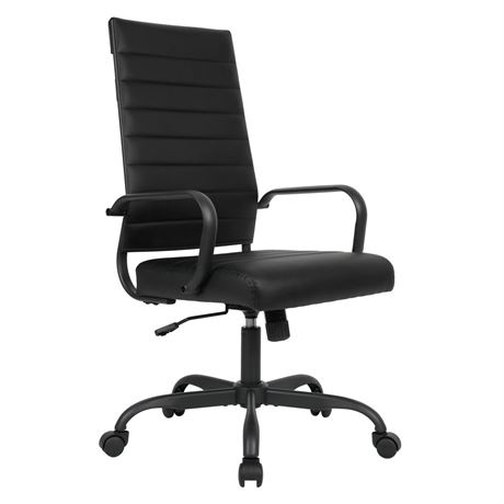 LANDSUN Home Office Chair High Back Executive Chair Ribbed Leather Computer