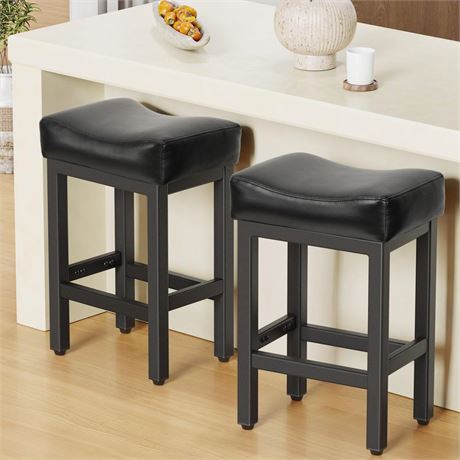 Counter Height Bar Stools Set of 2, 24 Inch Barstools for Kitchen Island