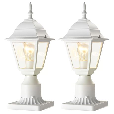 White Outdoor Post Light Waterproof Outside Post Lantern Exterior Lamp Post