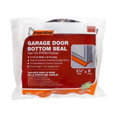 Frost King G9 Nail-on Rubber Garage Door Bottom Seal  2-1/4-Inch by 9-Foot