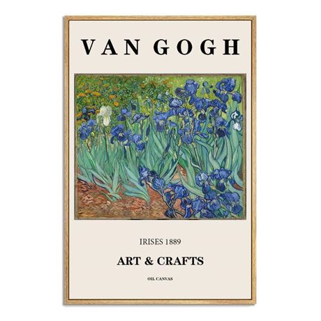 NARIA ART Van Gogh Framed Canvas Prints Wall Art,Irises Famous Painting Wall