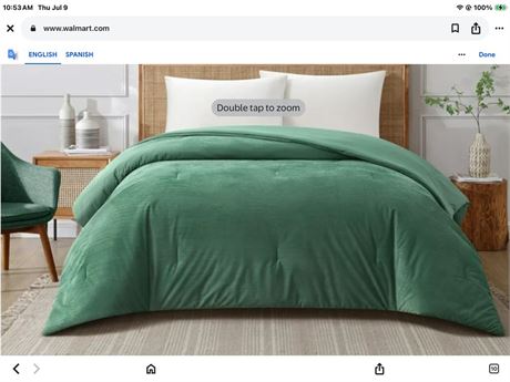 Mainstays Green Corduroy Comforter for Men and Women, Full/Queen