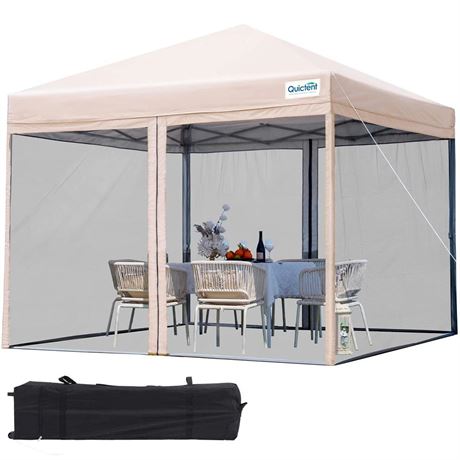 Quictent 10'x10’ Pop up Screened Canopy Tent with Mosquito Netting, Portable