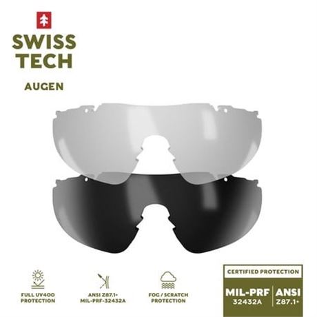 Swiss Tech Augen 2-Lens Replacement Pack  Unisex  Clear & Smoke  UV400 Anti-Fog