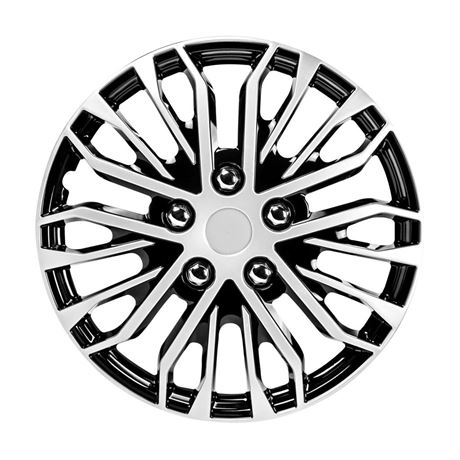 Universal Hubcaps - 16 INCH Trendy Black & Silver Wheel Covers for Cars - Made