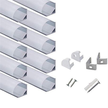 10-Pack 3.3ft/1Meter V Shape LED Aluminum Channel System with Milky Cover, End