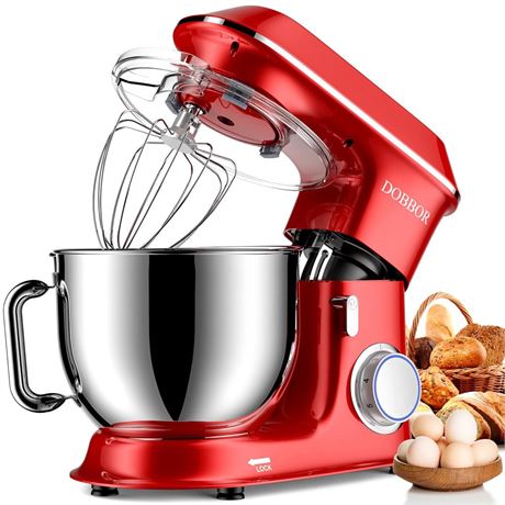 DOBBOR Electric Stand mixer, 9.5QT 660W 7 Speeds Tilt-Head Dough Mixers, Bread