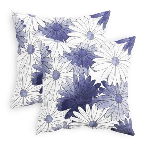 CaliTime Throw Pillow Cases Pack of 2 Cozy Fleece Two-Tone Blooming Daisy