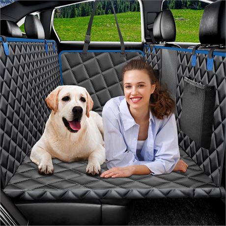 Dog Car Seat Cover for Back Seat, Sturdy Hard Bottom Dog Hammock for Car,