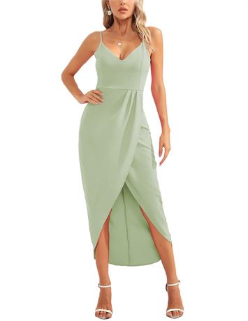 CMZ2005 Women's Sexy V Neck Backless Maxi Dress Sleeveless Spaghetti Straps