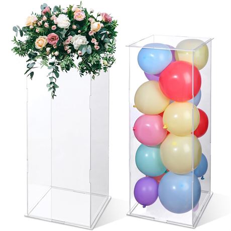 Sliner 2 Pcs Display Cube Pedestal Art Sculpture Stand Acrylic Flower Stand