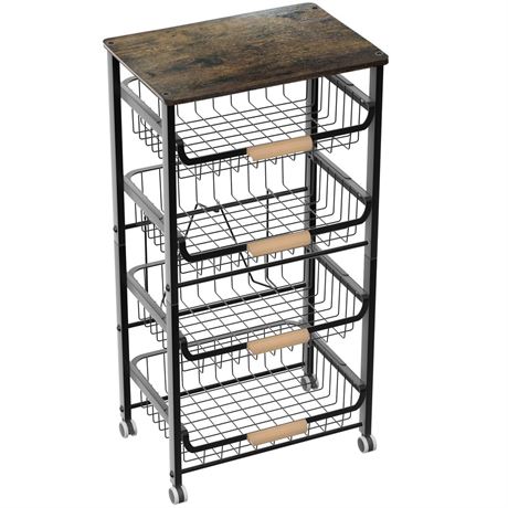 NiuYichee 5-Layer Fruit Basket Kitchen Food Organizer and Rack, Stackable