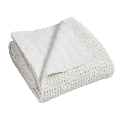 Levtex Home - Mills Waffle - Throw - Bright White Cotton Waffle - Throw Size 50