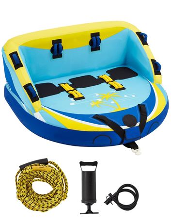 3 Person Towable Tube for Boating, Inflatable Water Sports Towables for Boats