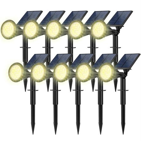 Solar Spot Lights Outdoor, 10 Pack Outdoor Solar Lights for Yard, 4 Lighting