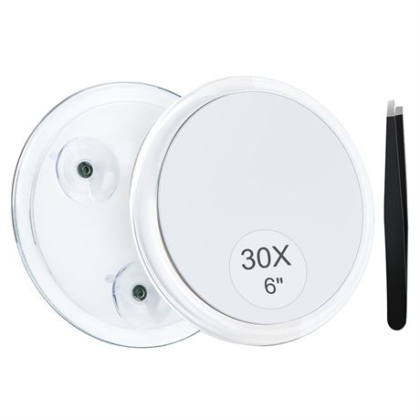 MIYADIVA 30X Magnifying Mirror Suction Cup for Easy Mounting, Use for Makeup