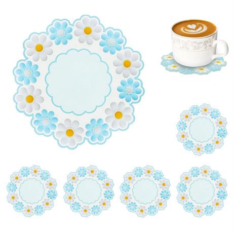 Conisy Flower Coasters for Drinks,6 Pcs Cute Non-Slip Washable Reusable Heat