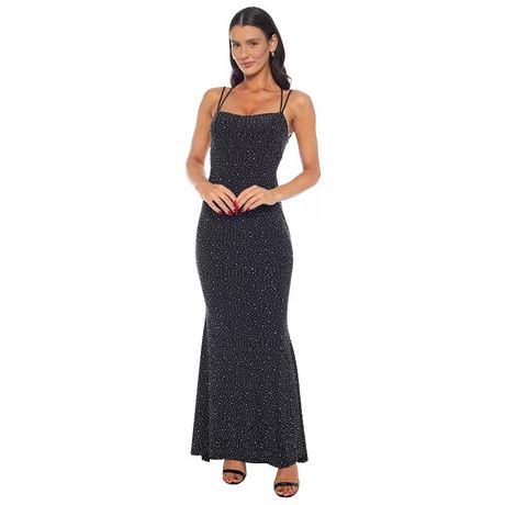 Juniors' Jump Apparel Rhinestone Lace-up Back Gown, Girl's,