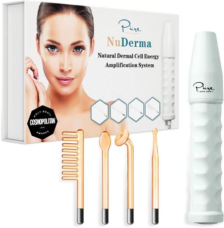 NuDerma Handheld Skin Therapy Wand Machine w/Neon – Anti-Aging - Skin