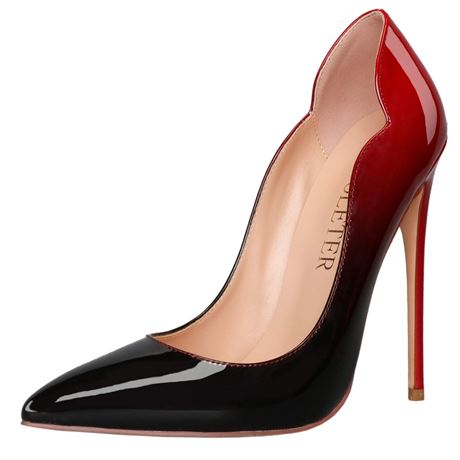 COLETER Women's Sexy Pointed Toe High Heels,4.72 inch/12cm Patent Leather