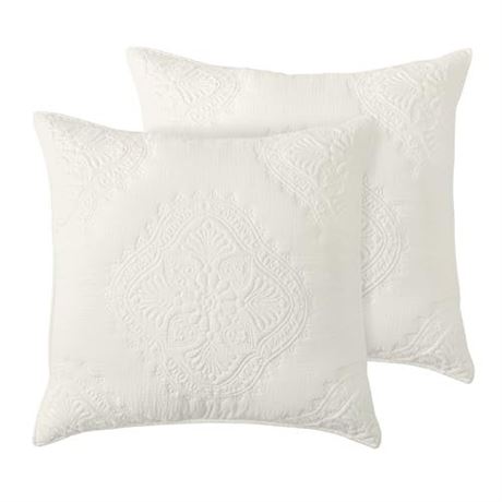 Levtex Home Muslin Stitch White Quilt Set or Euro Sham Set, Multi