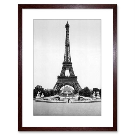 9x7 '' EIFFEL TOWER TROCADERO UNIVERSAL 1900 PARIS BW FRAMED ART PRINT F97X309