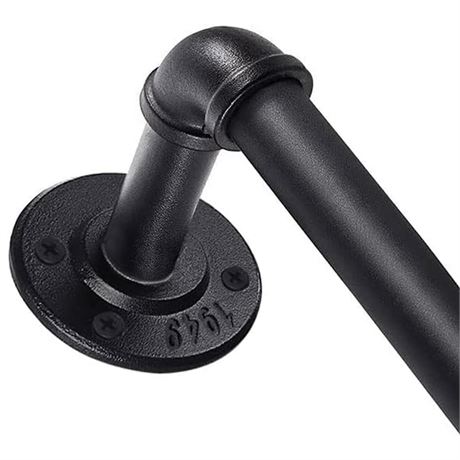 1 Inch Curtain Rods for Windows 168 to 240, Industrial Pipe Curtain Rod, Black