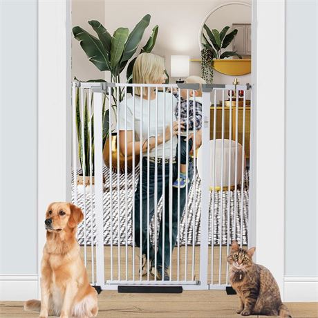51 inch Extra Tall Cat Pet Gate for Doorway, 30.31"-44.07" Auto Close Pet Gate,