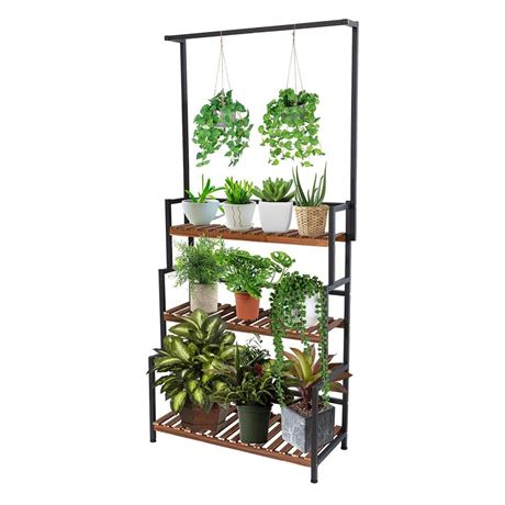 ULIKE Plant Stand Outdoor Indoor Hanging Plant Shelf for Multiple Plants 3 Tier