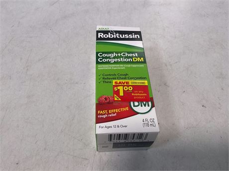 Robitussin Cough & Chest Congestion DM Liquid Raspberry, Dual Action Cough