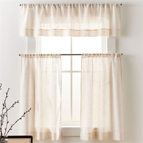 Better Homes & Gardens Linen Blend Light Filtering Rod Pocket Kitchen Curtain