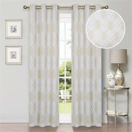 Superior Ribbon Blackout Curtains Set of 2  Grommet Header Cutain Panel Pair