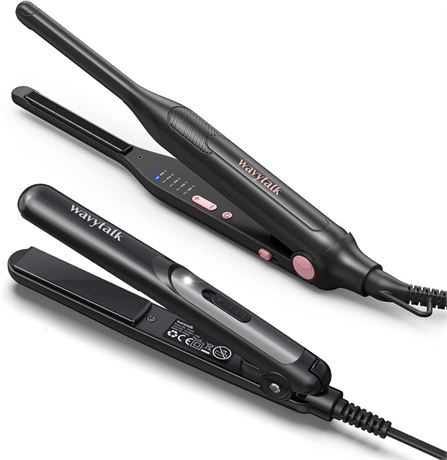 OFFSITE Wavytalk 0.7 Inch Ceramic Mini Hair Straightener and 3/10 Inch Pencil