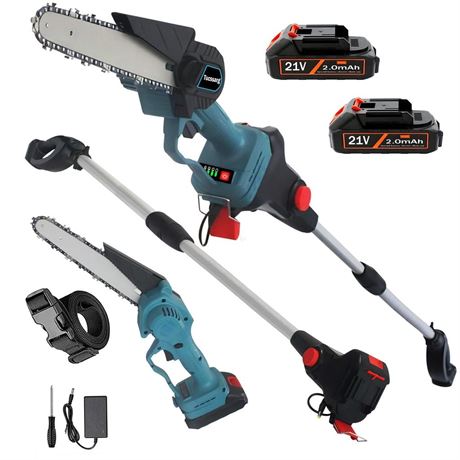 2-in-1 Cordless Pole Saw & Mini Chainsaw - 21V Battery Small Pole Chainsaw, 8"