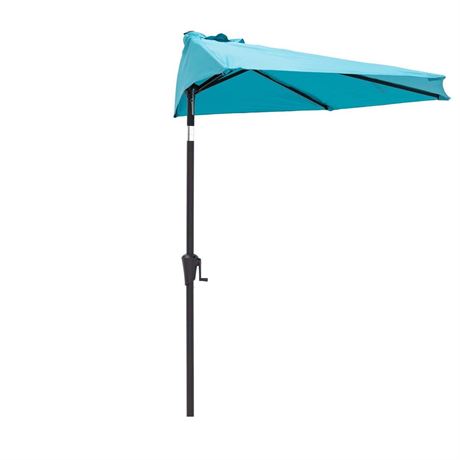 C-Hopetree 9 ft Half Round Outdoor Patio Market Wall Umbrella with Tilt,Black