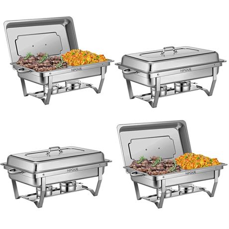 Chafing Dish Buffet Set 8 QT 4 Pack Stainless Steel,Buffet Servers and Warmers