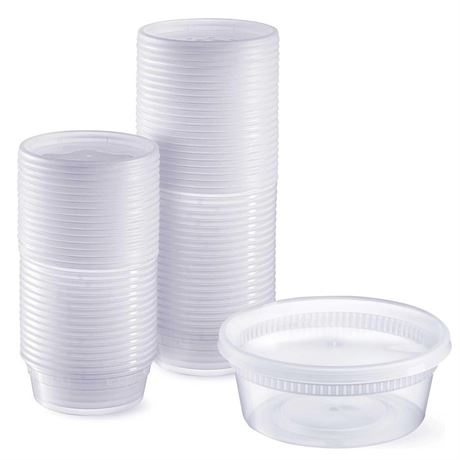 8oz Deli Containers with Lids (Pack of 240), Recyclable Polypropylene,