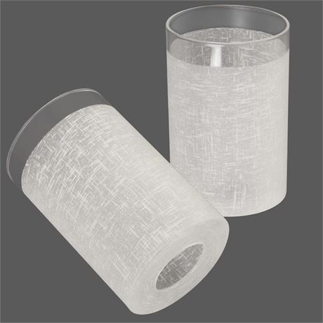 2 Pack White Linen Frosted Glass Lamp Shade, Cylinder Light Fixture Replacement