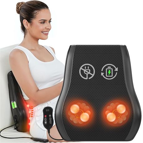 Admbm Rechargeable Back Massager with Heat, Shiatsu Neck Massager for Pain