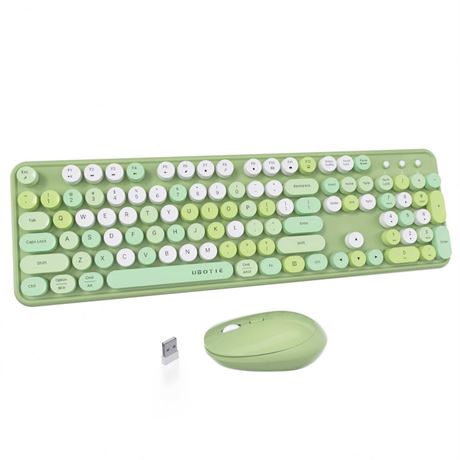 UBOTIE Colorful Computer Wireless Keyboards Mouse Combos, Typewriter Flexible