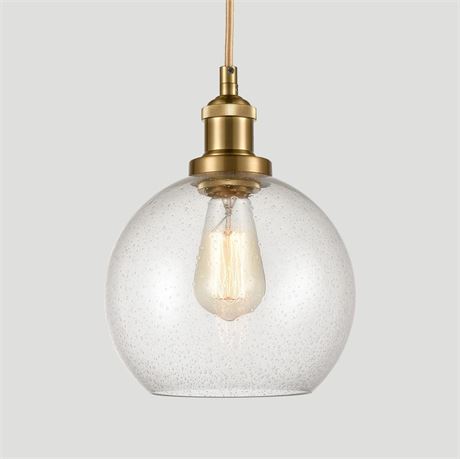 YUBOLE Modern Brass Seeded Glass Pendant Lights Golden Finish Kitchen Pendant