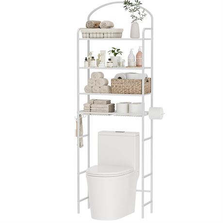 4-Tier Over The Toilet Storage, Bathroom Organizer, Space-Saving, Above Toilet