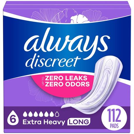 Always Discreet Adult Incontinence Pads for Women and Postpartum Pads, Extra
