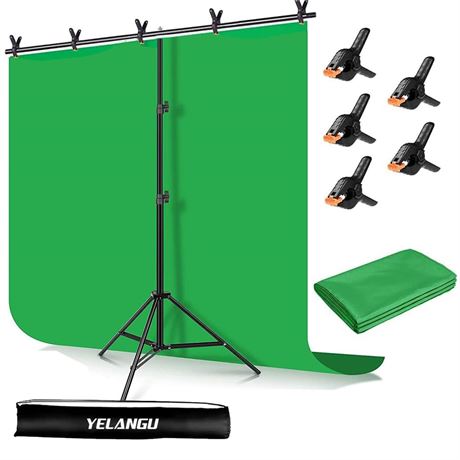 Green Screen Backdrop with Stand kit,YELANGU 6.5X5ft Portable Photographic