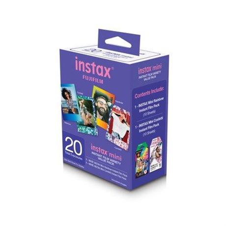 Fujifilm Instax Mini Film 20 Count Value Pack (1 Pack Instax Rainblow Film and