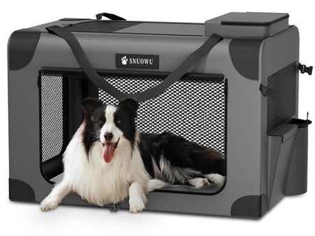 36 Inch Collapsible Dog Crate, 3-Door Portable Travel Dog Crate for Large Dogs,