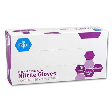 10 PK x 100 MedPride Powder-Free Nitrile Exam Gloves, medium